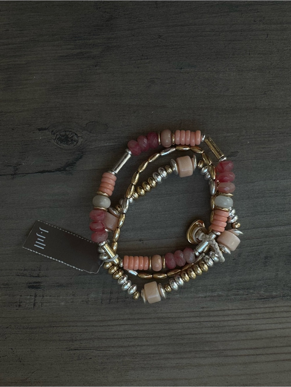 J. Jill Pink and Gold Multi-Strand Beaded Bracelet